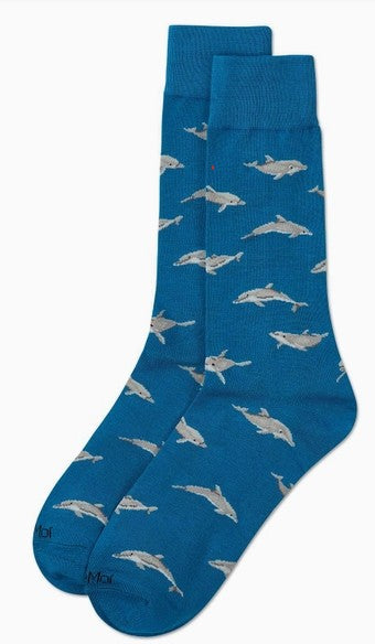Men's Dolphins Bamboo Crew Socks 10-13 Size