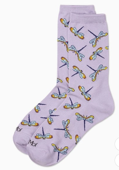 Dragonflies Bamboo Crew Adult Socks 9-11 Size