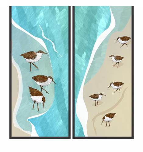 Sandpiper Two Magnetic Bookmarks