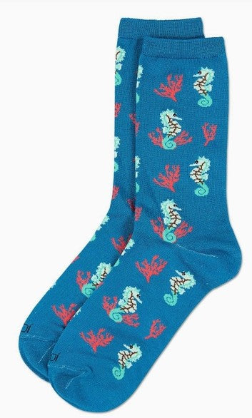 Women's Seahorses Bamboo Crew Adult Socks 9-11 size