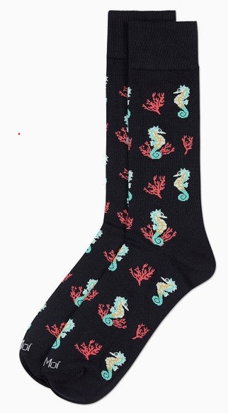 Seahorses Bamboo Crew Socks Mens Size 10-15