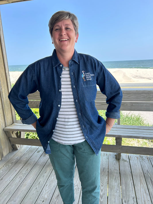 Coastal Wildlife Denim Shirt with Heron