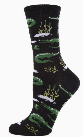 Alligator Bamboo Women Crew Sock (Size 9-11)