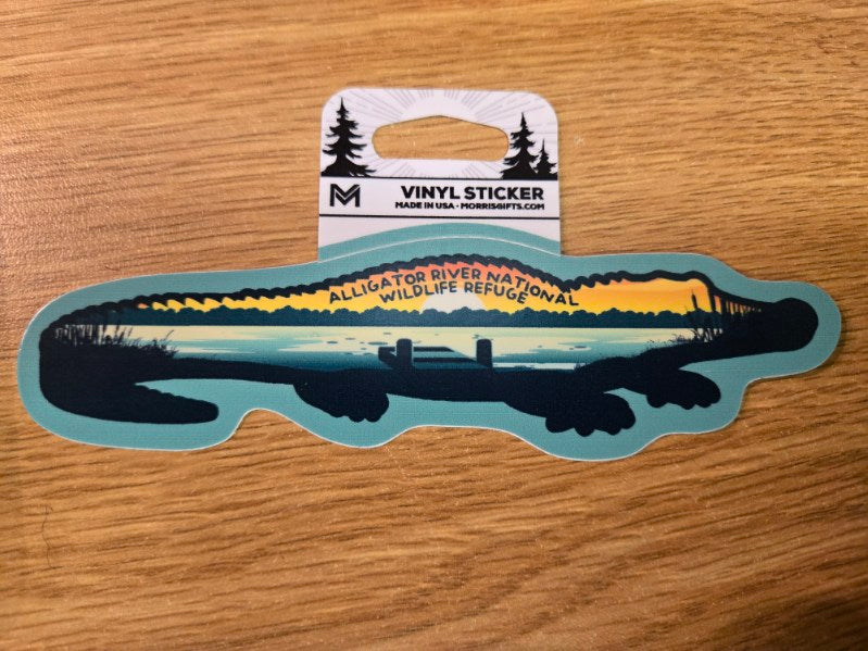 Alligator River National Wildlife Refuge Alligator Sunset Vinyl Sticker