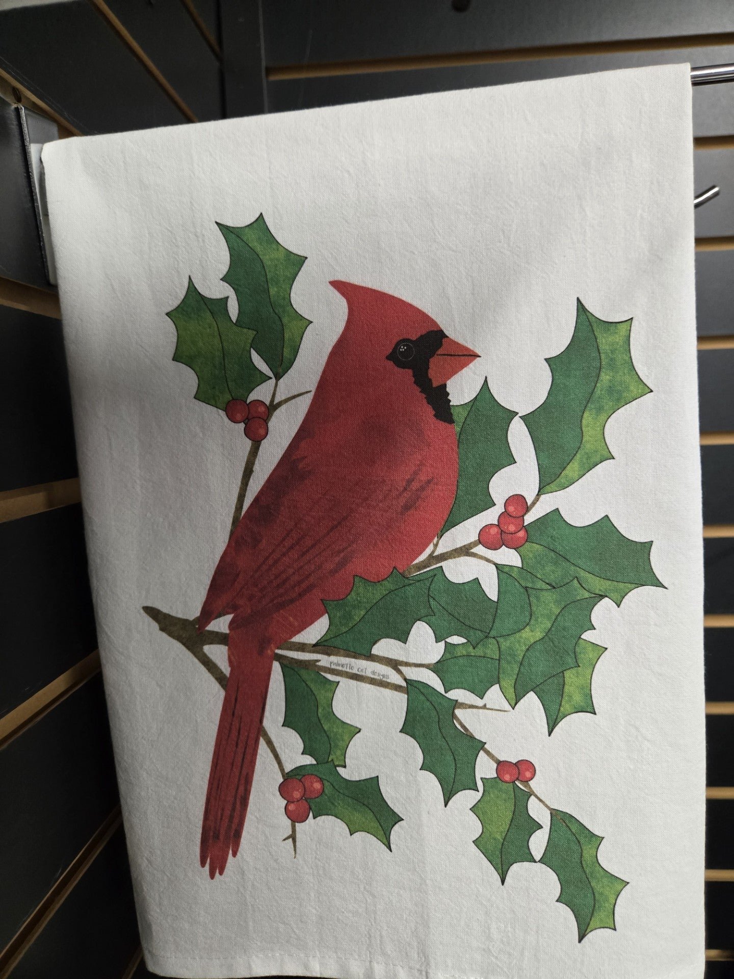 Cardinal and Holly Tea Towel