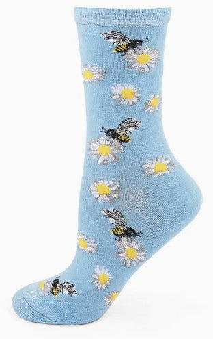 Daisy Bees  Bamboo Crew Socks (Size 9-11)