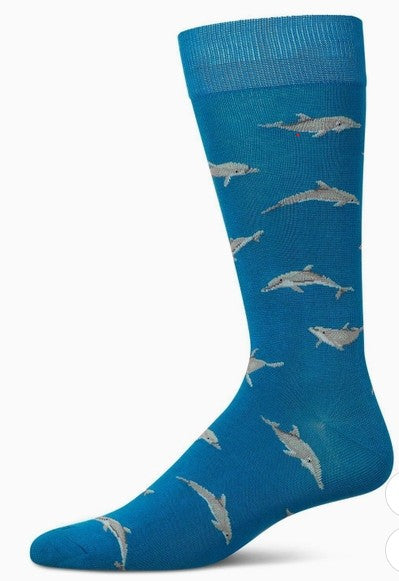 Men's Dolphins Bamboo Crew Socks 10-13 Size