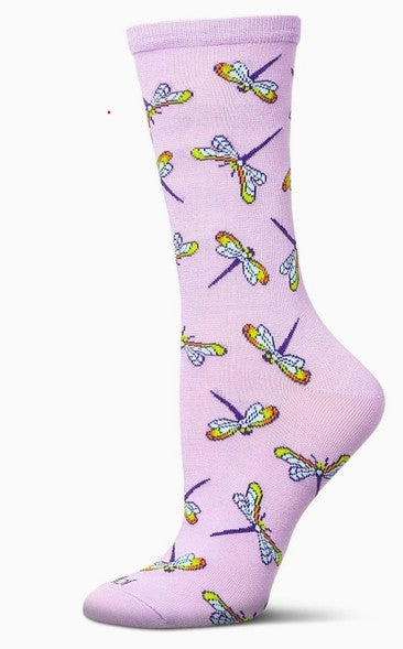 Dragonflies Bamboo Crew Adult Socks 9-11 Size