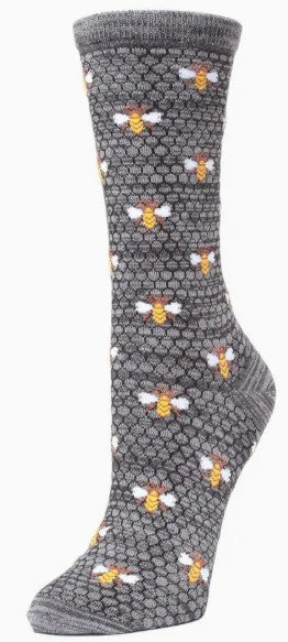 Honey Bee Bamboo Blend Crew Socks (Size 9-11)