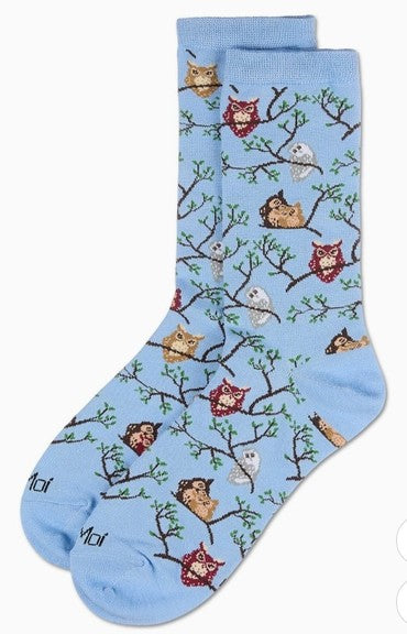 Owl Bamboo Crew Women's Sock (Size 9-11)