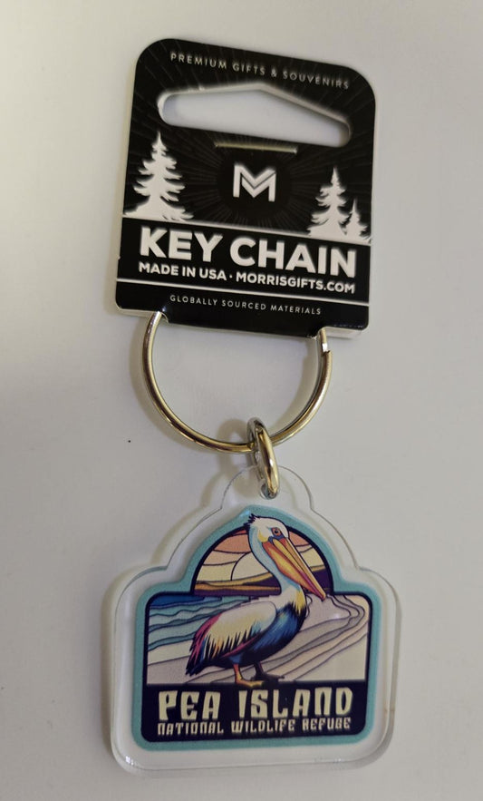 Pea Island NWR Keychain - Pelican on the beah