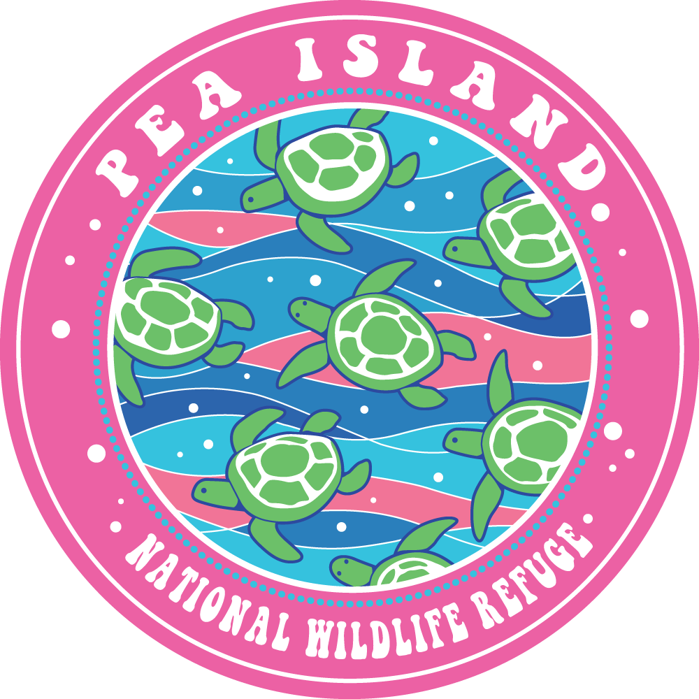 Pea Island NWR Turtles Riding Waves Mini Sticker