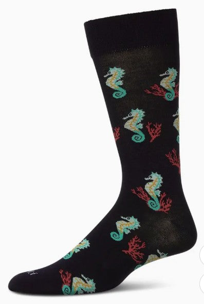 Seahorses Bamboo Crew Socks Mens Size 10-15
