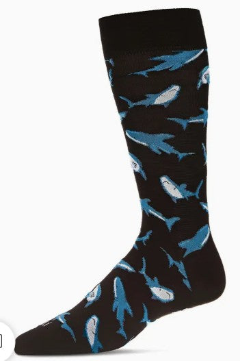 Shark Attack Bamboo Crew Socks Mens (Size 10-13)