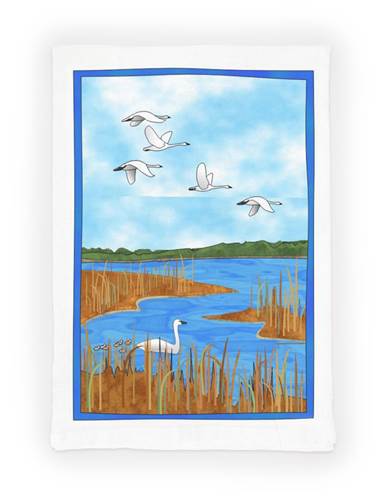 Swan on Marsh Tea Towel