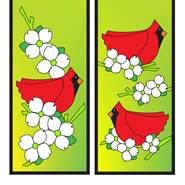 Cardinals in Dogwood Two Magnetic Bookmarks