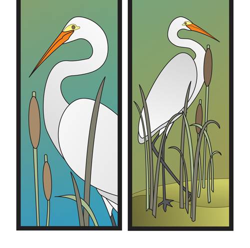 Egret in Cattails Two Magnetic Bookmarks