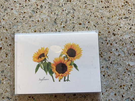 3 Sunflowers note cards